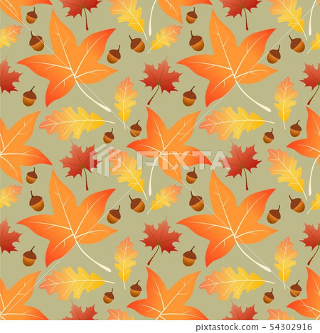 Maple leaves autumn seamless pattern - Stock Illustration [54302916 ...