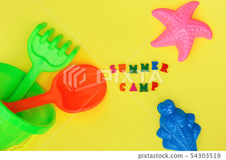 Text Summer camp and multicolored set children's Text Summer camp and multicolored set children's 54303519