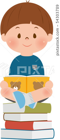 讀書的男孩在書 54303789