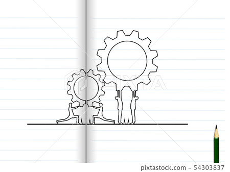 Businessmen connecting gears in teamwork concept Businessmen connecting gears in teamwork concept 54303837