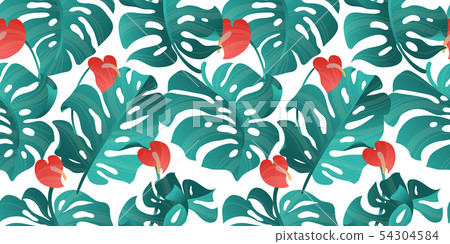 Tropical plant seamless pattern, Heliconia 54304584