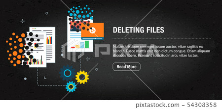 Deleting files, banner internet with icons in Deleting files, banner internet with icons in 54308358