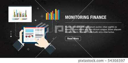Monitoring finance, banner internet with icons in 54308397