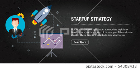Startup strategy banner internet with icons in Startup strategy banner internet with icons in 54308438