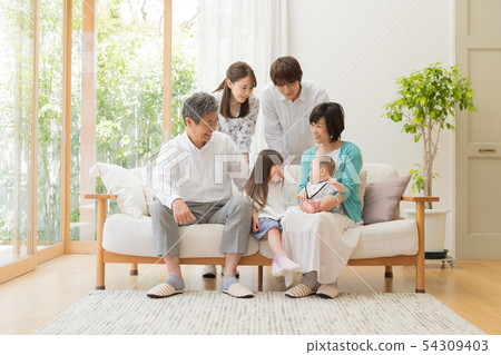 Three generations family, baby, living, home 54309403