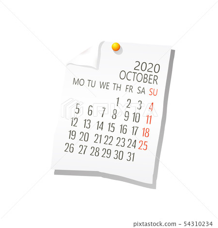 2020 October calendar 54310234