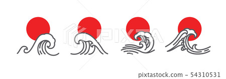 Japan wave and red sun vector illustration Japan wave and red sun vector illustration 54310531