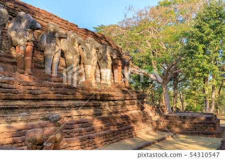 Elephant sculpture at Wat Chang Rob temple in 54310547