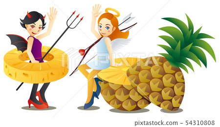 Delicious angel and cute devil and delicious pineapple Delicious angel and cute devil and delicious pineapple 54310808