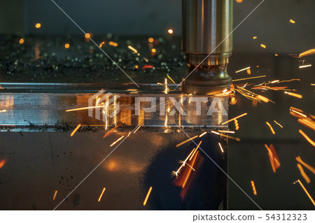 The burning chip from the rough cutting process The burning chip from the rough cutting process 54312323