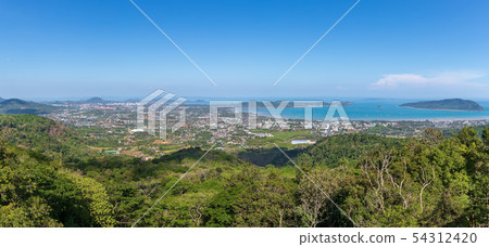 Phuket and Chalong Bay aerial panorama scenic view 54312420
