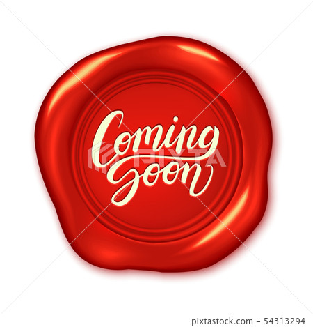 Coming soon advertisement, calligraphic text 54313294