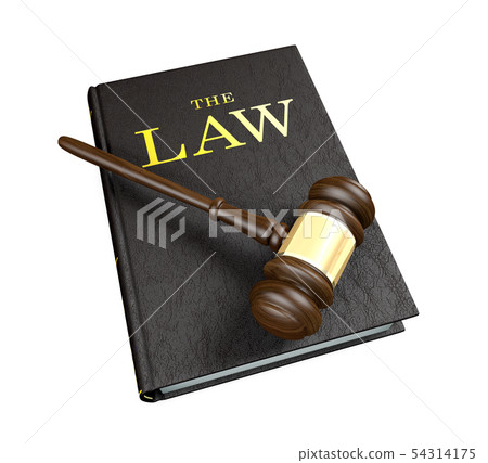 Wooden judge's gavel on law book 54314175