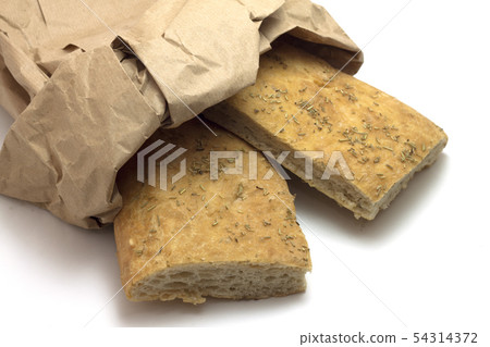 rosemary schiacciata with paper bag for food rosemary schiacciata with paper bag for food 54314372