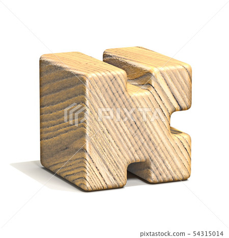 Solid wooden cube font Letter K 3D 54315014