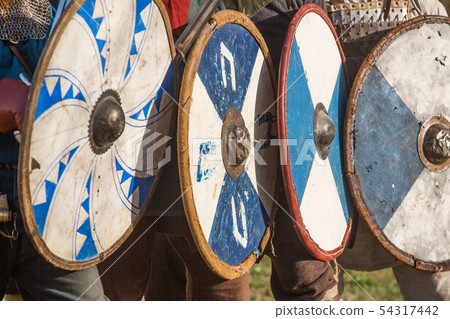 Slav warriors in reenactment battle 54317442