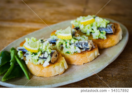 Oil sardine bruschetta Oil sardine bruschetta 54317892