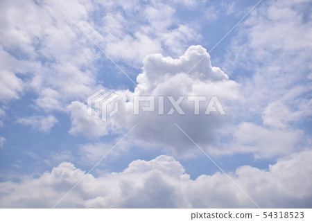 Flying cat-shaped clouds Cat-shaped clouds floating in the blue sky Flying cat-shaped clouds Cat-shaped clouds floating in the blue sky 54318523