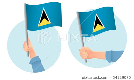Saint Lucia flag in hand icon 54319070