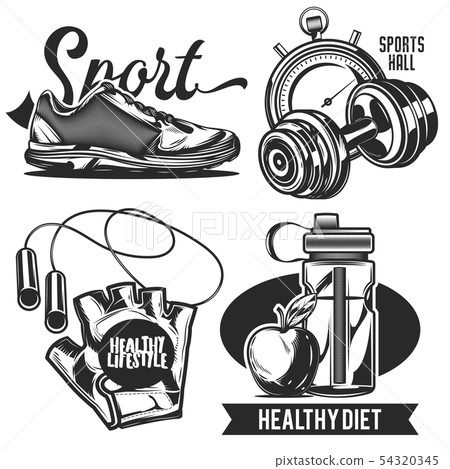 Set of sport emblems, labels, badges, logos. Set of sport emblems, labels, badges, logos. 54320345