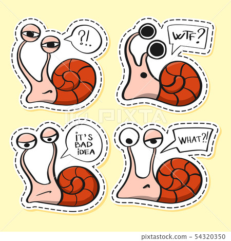 Snails stickers set. Funny emoji. Icon, elements. 54320350