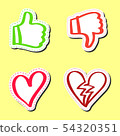 Sticker hand drawn set, like and dislike 54320351