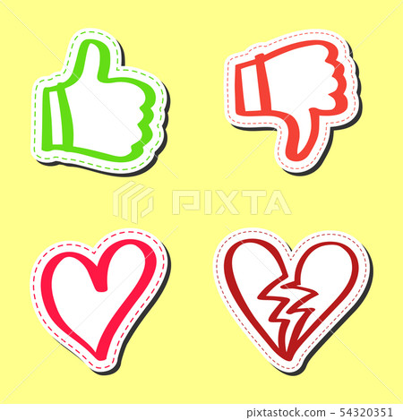 Sticker hand drawn set, like and dislike 54320351
