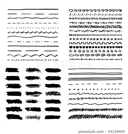 Set of hand drawn lines text labeling elements Set of hand drawn lines text labeling elements 54320405