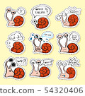 Snails stickers set. Funny emoji. Icon, elements. 54320406