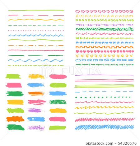 Set of hand drawn lines text labeling elements Set of hand drawn lines text labeling elements 54320576