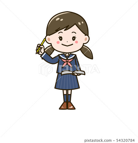 學習女孩姿勢例證 54320784