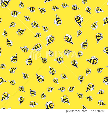 Bee cartoon sticker seamless background Bee cartoon sticker seamless background 54320788