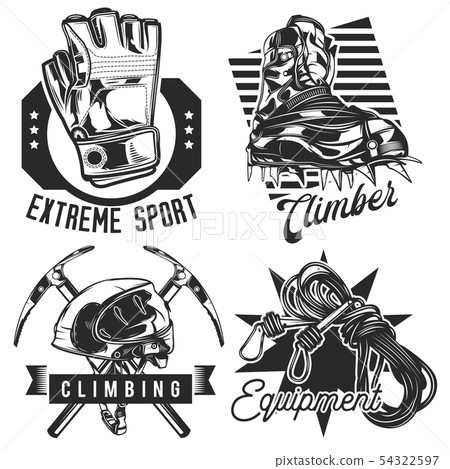 Set of hiking emblems, labels, badges, logos. 54322597