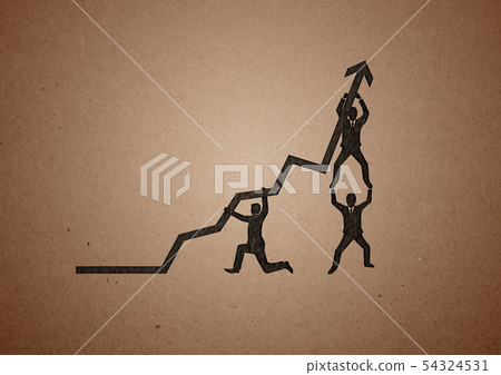 向上舉箭頭的商人的剪影 向上舉箭頭的商人的剪影 54324531