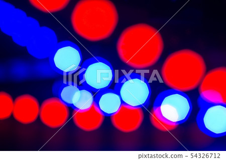 Abstract Blue Red bokeh lights and reflections. 54326712