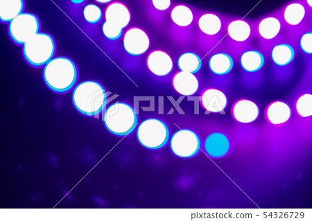 Duotone neon Bokeh lights curls and reflections. 54326729