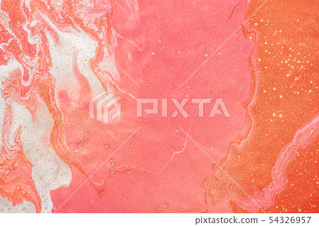 Fluid Art. White pink waves and golden splashes. Fluid Art. White pink waves and golden splashes. 54326957