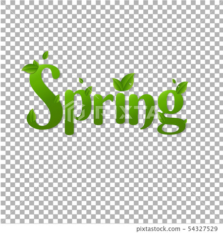 Spring Text With Green Branches Transparent 54327529