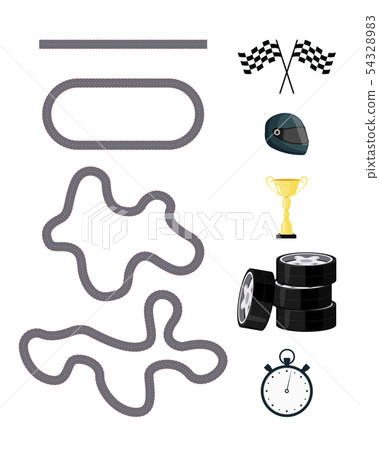 Race car competition icon set 54328983