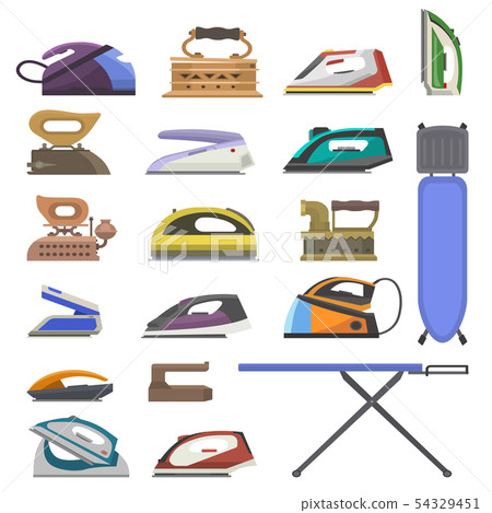 Iron vector ironing electric household appliance of laundry housework illustration irony 54329451