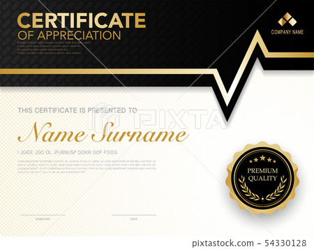 diploma certificate template black and gold color. 54330128