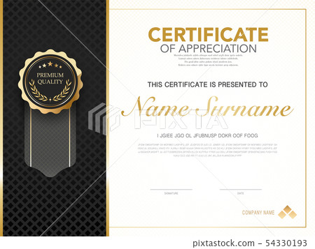diploma certificate template black and gold color. diploma certificate template black and gold color. 54330193
