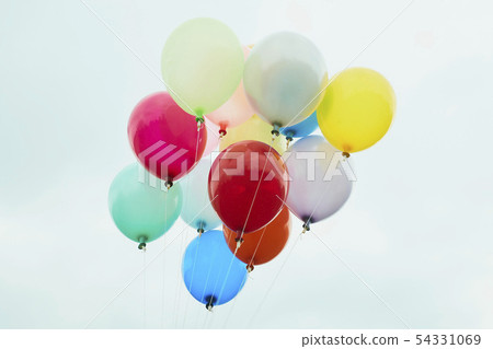 Blue sky colorful balloon 54331069