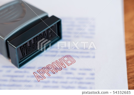 Document that has been stamped printed on Approved 54332685