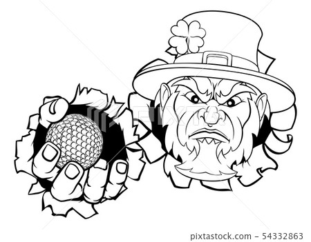 Leprechaun Golf Mascot Ripping Background 54332863