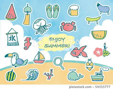 Hand-painted summer image icon White border Yes Hand-painted summer image icon White border Yes 54333777