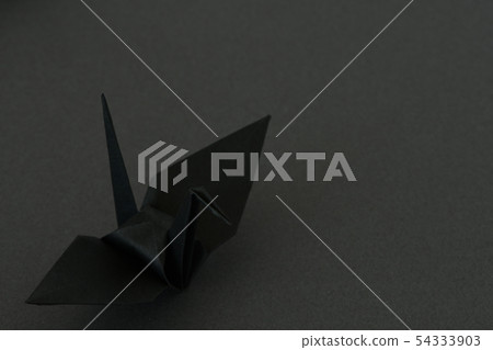 Paper crane, origami background gray 54333903
