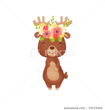 Cute cartoon deer. Vector illustration on white background. Cute cartoon deer. Vector illustration on white background. 54334464