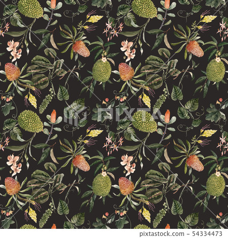 Watercolor tropical seamless pattern 54334473