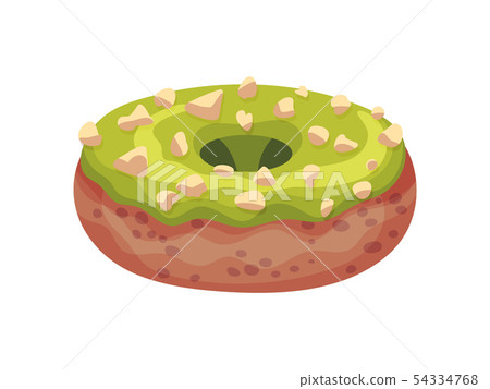 Brown donut with icing. Vector illustration on white background. 54334768